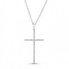 WHITE GOLD CLASSIC DIAMOND CROSS PENDANT