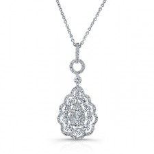 WHITE GOLD TEAR DROP DIAMOND CLUSTER PENDANT