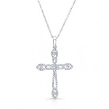 WHITE GOLD VINTAGE DIAMOND CROSS PENDANT