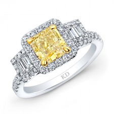 WHITE AND YELLOW GOLD ELEGANT FANCY YELLOW DIAMOND  RING