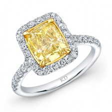 WHITE AND YELLOW GOLD FANCY YELLOW DIAMOND BRIDAL RING