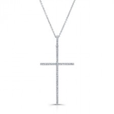 WHITE GOLD ELEGANT DIAMOND CROSS PENDANT