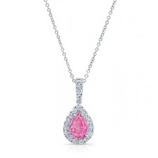 WHITE GOLD ELEGANT PINK ENHANCED PEAR DIAMOND PENDANT