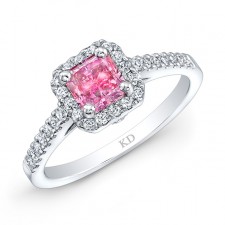 WHITE GOLD CLASSIC PINK ENHANCED RADIANT DIAMOND ENGAGEMENT RING