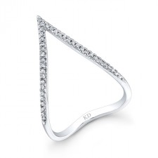 WHITE GOLD STYLISH CURVED V DIAMOND RING