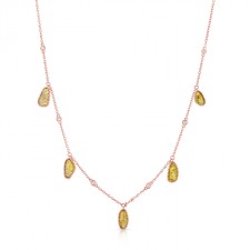ROSE GOLD INSPIRED FIVE STONE  ROUGH DIAMOND NECKLACE