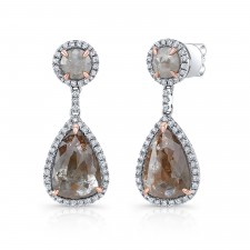 WHITE GOLD CLASSY ROUGH DIAMOND DANGLE EARRINGS