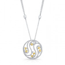 WHITE GOLD INSPIRED NATURAL YELLOW SWIRLED DIAMOND PENDANT