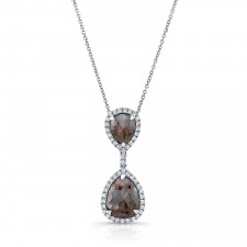 WHITE GOLD TRENDY ROUGH DIAMOND PENDANT
