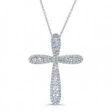 WHITE GOLD INSPIRED VINTAGE DIAMOND CROSS PENDANT