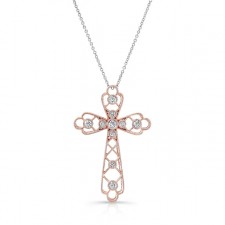 ROSE GOLD CLASSIC VINTAGE DIAMOND CROSS PENDANT