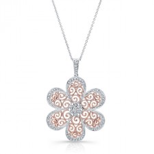 ROSE GOLD VINTAGE SWIRLED  WHITE DIAMONDS PENDANT