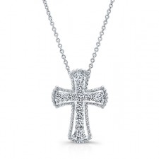WHITE GOLD VINTAGE DIAMOND CROSS PENDANT