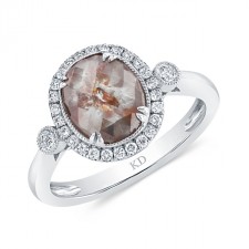 WHITE GOLD INSPIRED HALO ROUGH DIAMOND RING