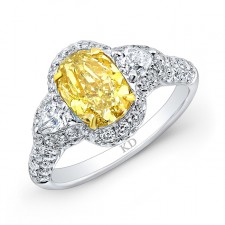 WHITE AND YELLOW GOLD FANCY YELLOW  OVAL DIAMOND  ENGAGEMENT RING