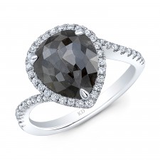 WHITE  GOLD ELEGANT HALO ROUGH DIAMOND RING