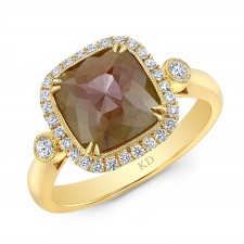 YELLOW GOLD INSPIRED HALO ROUGH DIAMOND RING