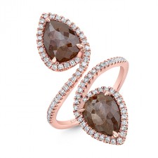 ROSE GOLD FASHION PEAR ROUGH DIAMOND RING