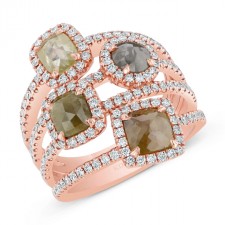 ROSE GOLD FOUR - STONE DAZZLING ROUGH DIAMOND RING