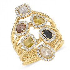 YELLOW GOLD SIX - STONE DAZZLING ROUGH DIAMOND RING