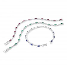 WHITE GOLD NATURAL COLOR CONTEMPORARY SAPPHIRE DIAMOND BRACELET