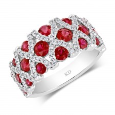 NATURAL COLOR WHITE GOLD FASHION RUBY DIAMOND RING