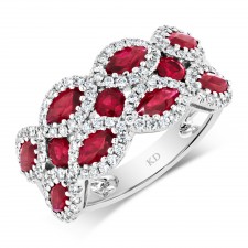 WHITE GOLD NATURAL COLOR ELEGANT RUBY DIAMOND RING