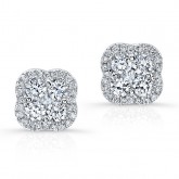 WHITE GOLD DIAMOND CLUSTER FLOWER EARRINGS