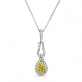 WHITE AND YELLOW GOLD TEAR DROP FANCY YELLOW DIAMOND PENDANT