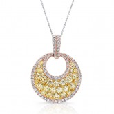 ROSE GOLD CONTEMPORARY FANCY YELLOW ROUND DIAMOND CLUSTER PENDANT