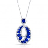 WHITE GOLD NATURAL COLOR FASHION SAPPHIRE SWIRLED DIAMOND PENDANT