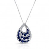 NATURAL COLOR WHITE GOLD SAPPHIRE TEAR DROP DIAMOND PENDANT