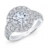 WHITE GOLD ELEGANT ROUND HALO DIAMOND ENGAGEMENT RING