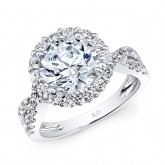 WHITE GOLD ELEGANT ROUND HALO DIAMOND ENGAGEMENT RING