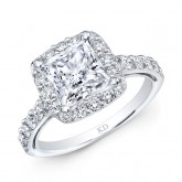 WHITE GOLD CLASSIC SQUARE HALO DIAMOND ENGAGEMENT RING