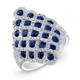 NATURAL COLOR WHITE GOLD CONTEMPORARY SAPPHIRE DIAMOND RING       