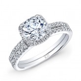 WHITE GOLD CLASSIC  HALO DIAMOND BRIDAL SET