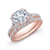 ROSE GOLD CLASSIC CUSHION HALO DIAMOND BRIDAL SET