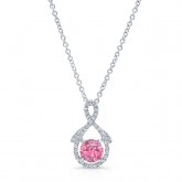 WHITE GOLD PINK ENHANCED ROUND DIAMOND PENDANT  
