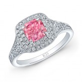 WHITE GOLD ELEGANT PINK ENHANCED RADIANT DIAMOND ENGAGEMENT RING