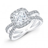 WHITE GOLD DIAMOND  HALO ENGAGEMENT RING