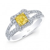 WHITE AND YELLOW GOLD FANCY YELLOW ELEGANT DIAMOND  RING