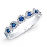 NATURAL COLOR WHITE GOLD INSPIRED  SAPPHIRE TWISTED DIAMOND BAND