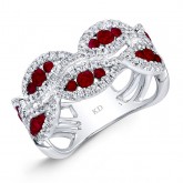 NATURAL COLOR WHITE GOLD FASHION RUBY WAVE DIAMOND RING