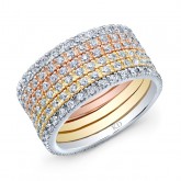 WHITE & ROSE & YELLOW GOLD DAZZLING DIAMOND FASHION MULTI BAND