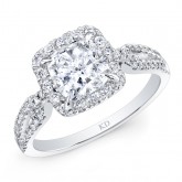 WHITE GOLD CUSHION HALO DIAMOND ENGAGEMENT RING