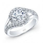 WHITE GOLD FASHION ROUND HALO DIAMOND BRIDAL RING