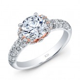 WHITE AND ROSE GOLD INSPIRED HALO DIAMOND ENGAGEMENT RING