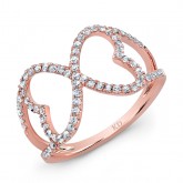 ROSE GOLD INSPIRED TRENDY HEART DIAMOND RING