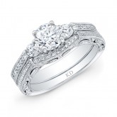 WHITE GOLD VINTAGE DIAMOND ENGAGEMENT SET